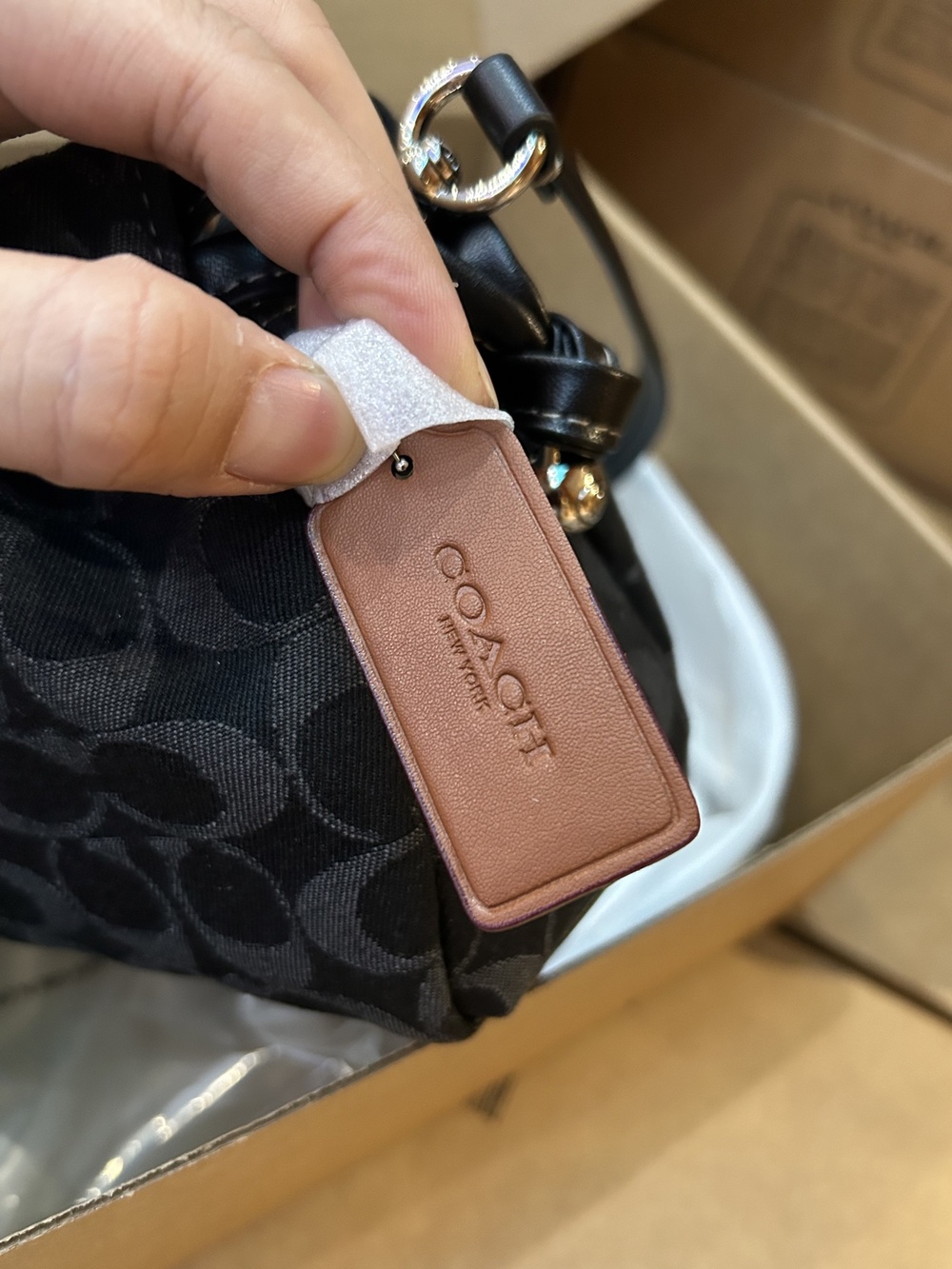 Coach Black Signature Denim Small Shoulder Underarm Bag - Picture 5 of 12